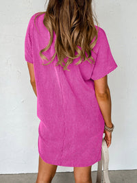 Round Neck Short Sleeve Mini Dress - Mack and Mav Boutique 