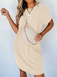 Round Neck Short Sleeve Mini Dress - Mack and Mav Boutique 