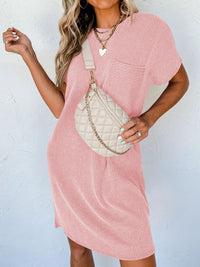 Round Neck Short Sleeve Mini Dress - Mack and Mav Boutique 
