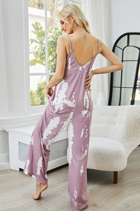 Tie-Dye Spaghetti Strap Jumpsuit with Pockets - Mack and Mav Boutique 