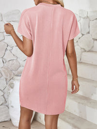 Round Neck Short Sleeve Mini Dress - Mack and Mav Boutique 
