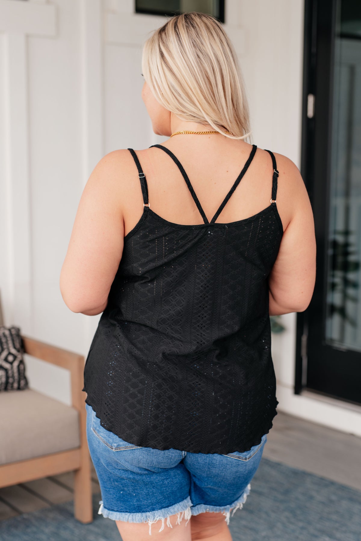 Eye on the Prize Eyelet Tank in Black - Mack and Mav Boutique 
