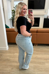 Brooke High Rise Control Top Vintage Wash Straight Jeans - Mack and Mav Boutique 