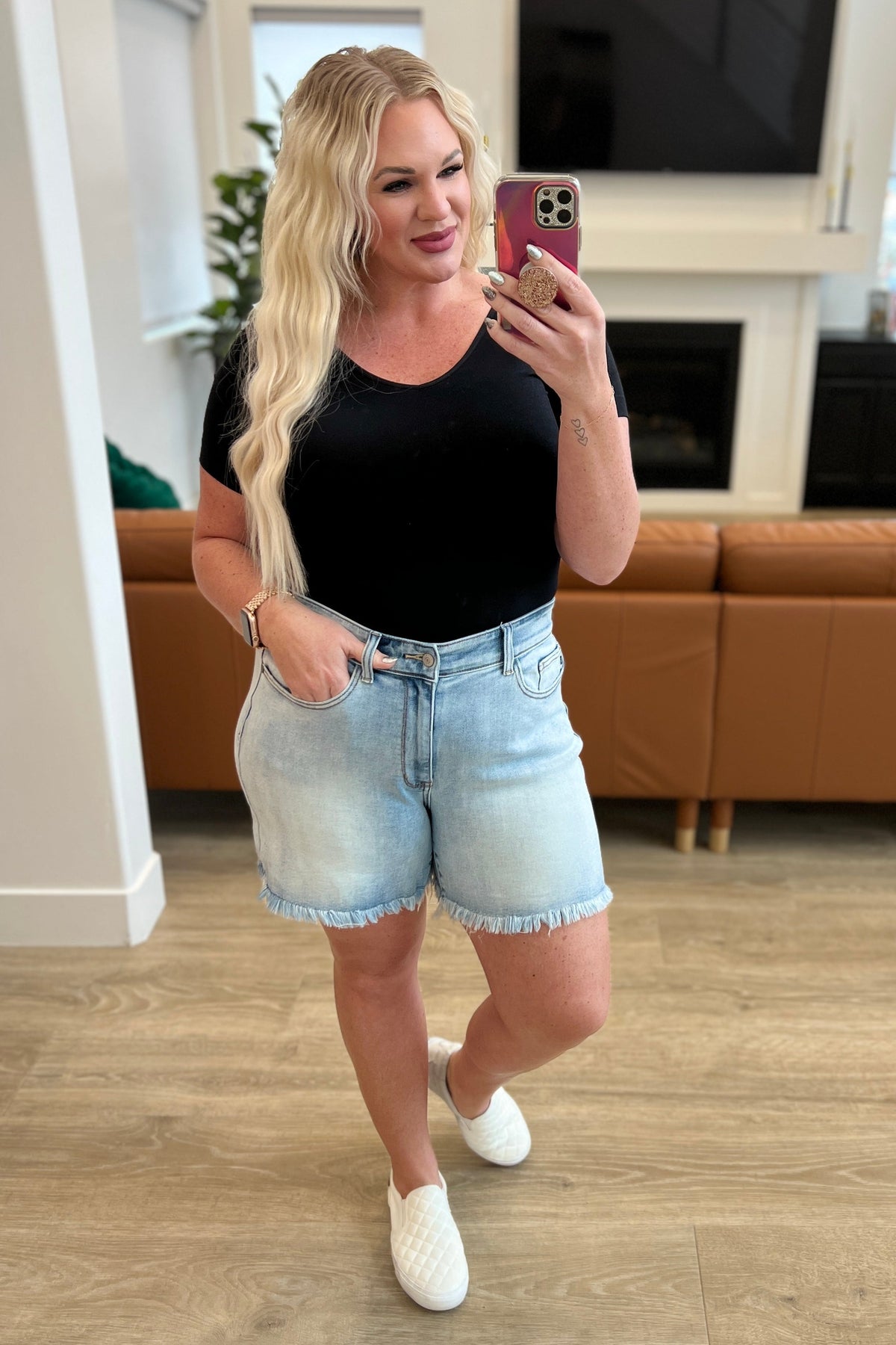 Jenny High Rise Cutoff Dad Shorts - Mack and Mav Boutique 