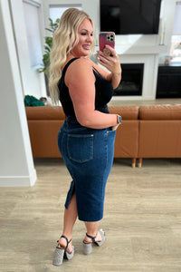Marcy High Rise Denim Midi Skirt - Mack and Mav Boutique 