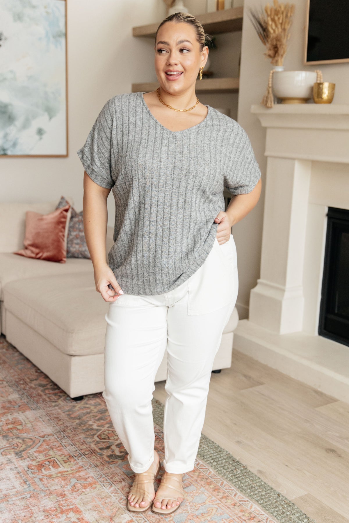 Meet Me at the Greyhound V-Neck Top - Mack and Mav Boutique 