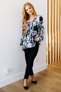Rendered Rendition V-Neck Top - Mack and Mav Boutique 