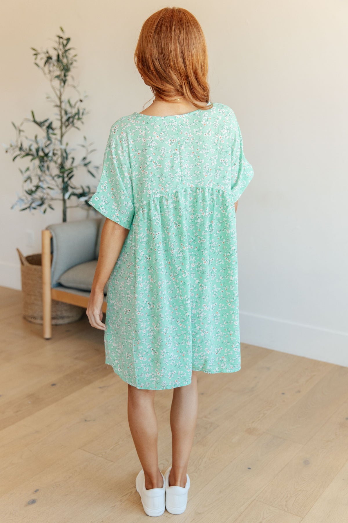 Rodeo Lights Dolman Sleeve Dress in Mint Floral - Mack and Mav Boutique 