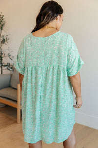 Rodeo Lights Dolman Sleeve Dress in Mint Floral - Mack and Mav Boutique 