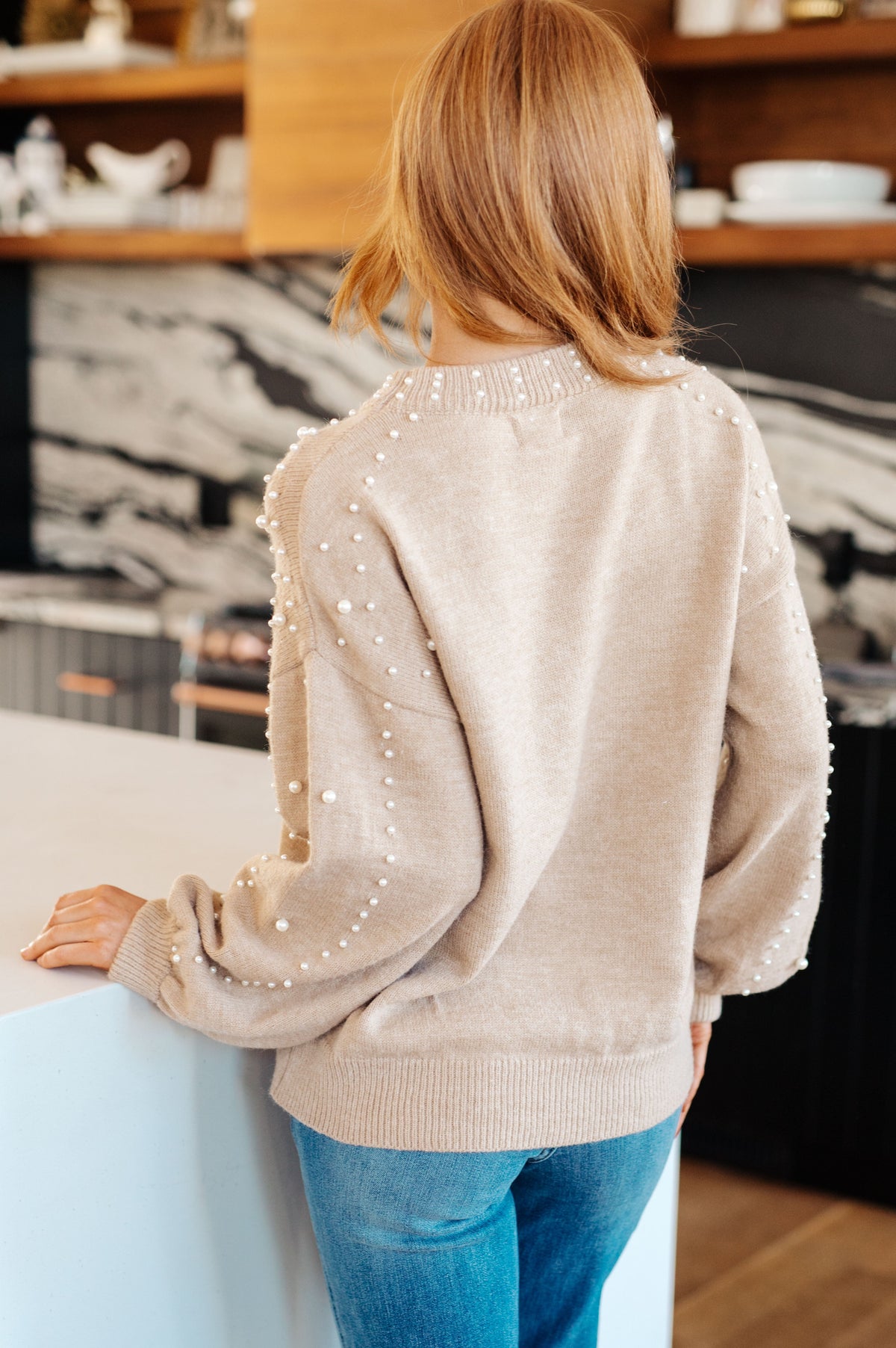 String Me Along Pearl Accent Sweater - Mack and Mav Boutique 